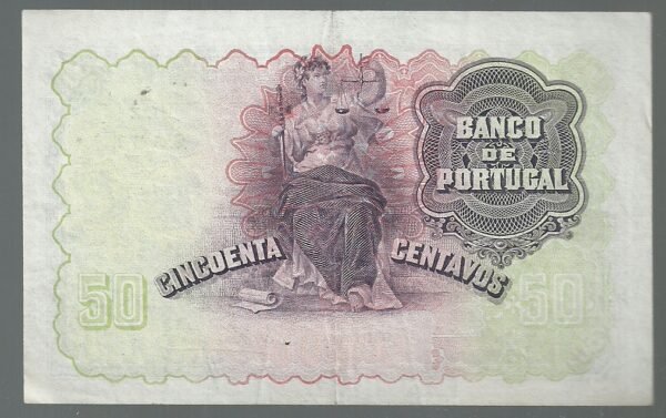 PORTUGAL 50 CENTAVOS 1918 P 112 - Image 2