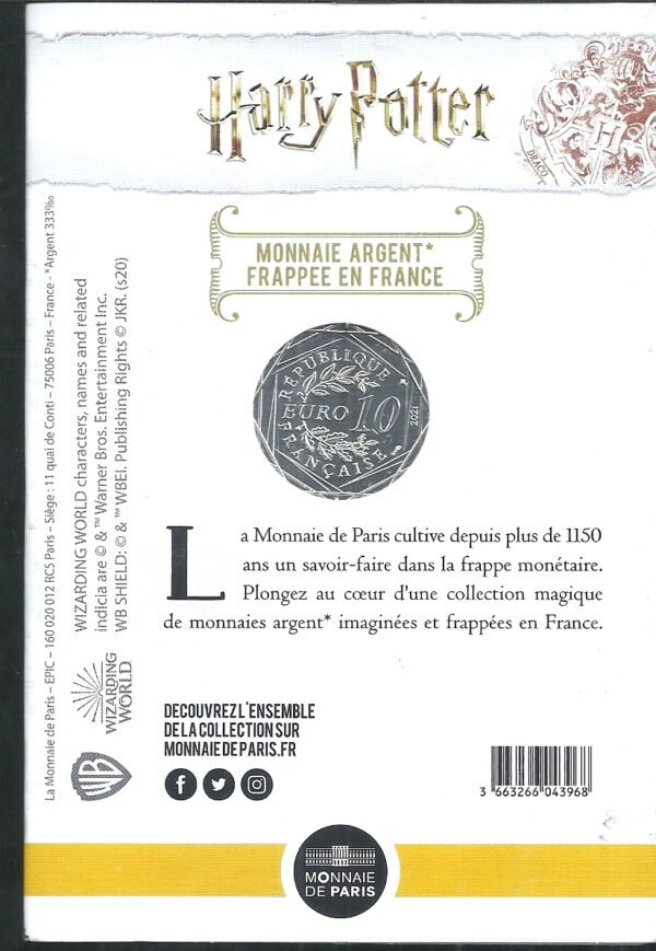 FRANCIA 10 EUROS HARRY POTTER 11/18 2021 PROOF - Image 2