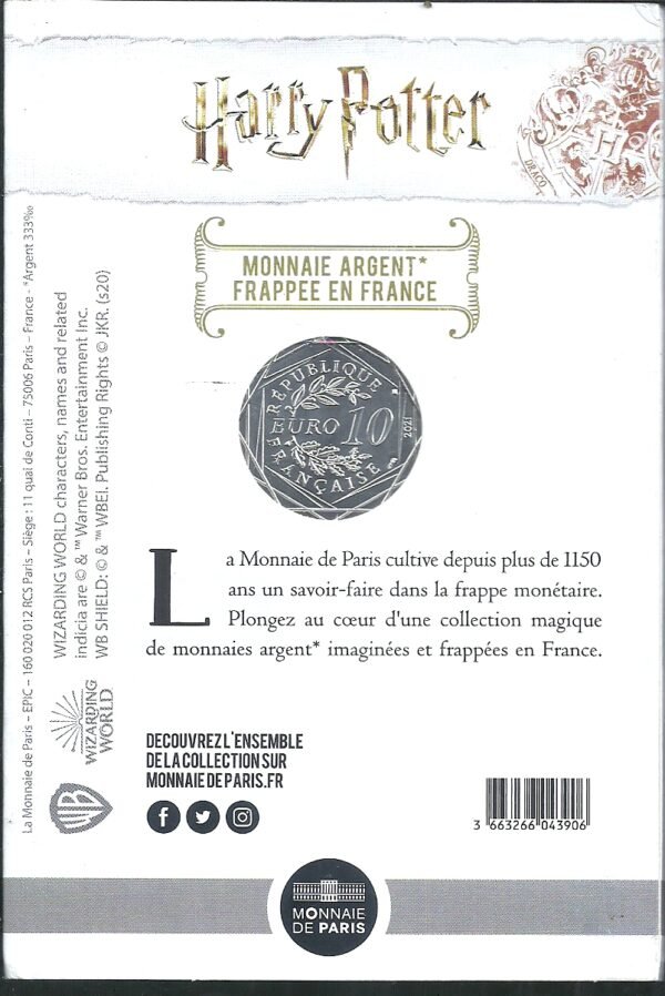 FRANCIA 10 EUROS HARRY POTTER 5/18 2021 PROOF - Image 2