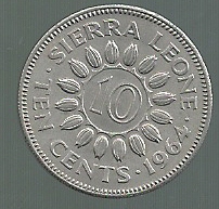 SIERRA LEONA 10 CENT LEONES 1964 KM 19 XF+