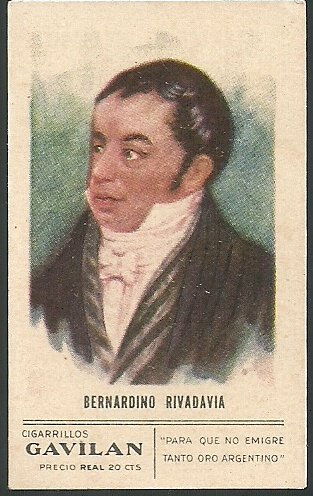 FIGURITA CIGARRILLOS GAVILAN BERNARDINO RIVADAVIA