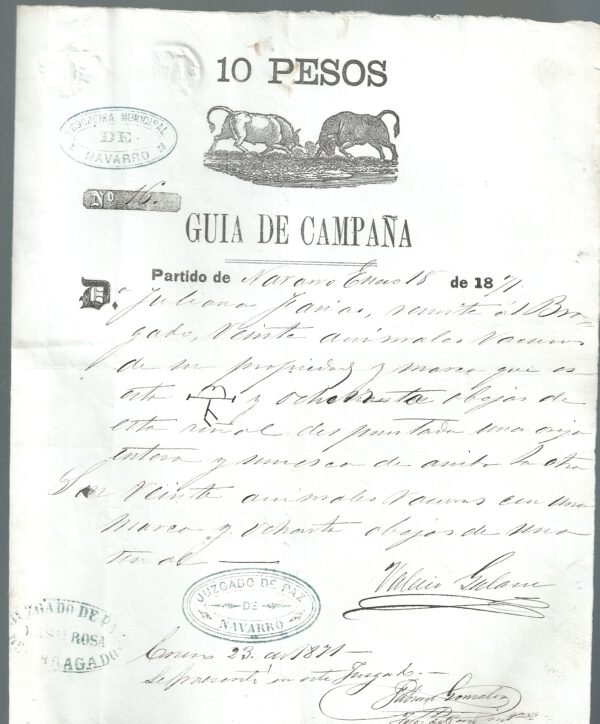 GUIA DE CAMPAÑA PARTIDO DE NAVARRO 1871
