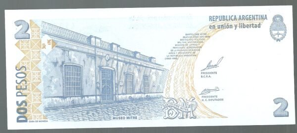 ARGENTINA CONVERTIBLE CURSO LEGAL 2 PESOS BOT 3212 UNC - Imagen 2