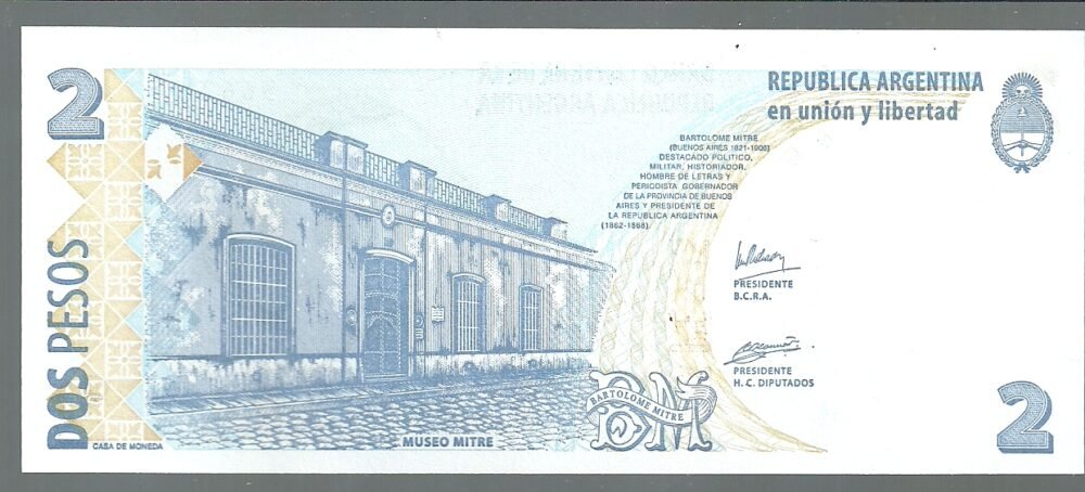 ARGENTINA CONVERTIBLE CURSO LEGAL 2 PESOS BOT 3220 UNC - Imagen 2