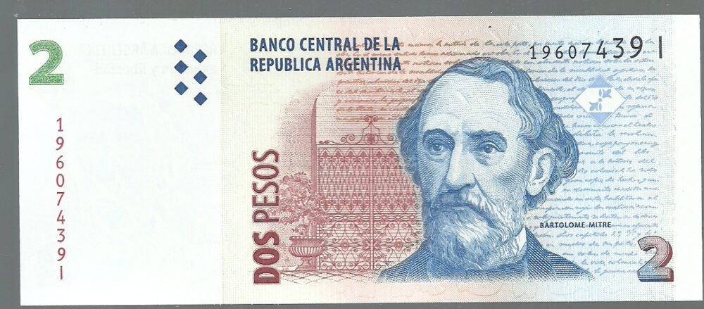 ARGENTINA CONVERTIBLE CURSO LEGAL 2 PESOS BOT 3232 UNC