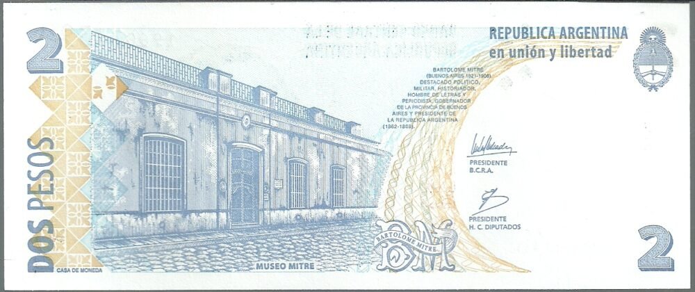 ARGENTINA CONVERTIBLE CURSO LEGAL 2 PESOS BOT 3232 UNC - Imagen 2