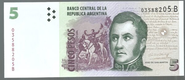 ARGENTINA CONVERTIBLE CURSO LEGAL 5 PESOS BOT 3304 UNC