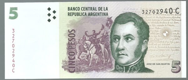 ARGENTINA CONVERTIBLE CURSO LEGAL 5 PESOS BOT 3313 UNC