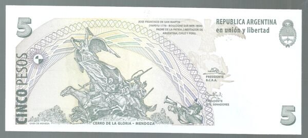 ARGENTINA CONVERTIBLE CURSO LEGAL 5 PESOS BOT 3313 UNC - Imagen 2