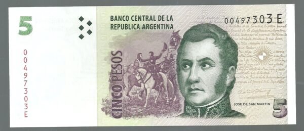 ARGENTINA CONVERTIBLE CURSO LEGAL 5 PESOS BOT 3320 UNC