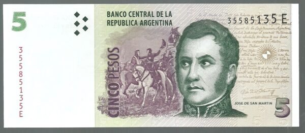 ARGENTINA CONVERTIBLE CURSO LEGAL 5 PESOS BOT 3322 UNC