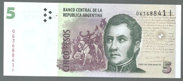 ARGENTINA CONVERTIBLE CURSO LEGAL 5 PESOS BOT 3332 UNC