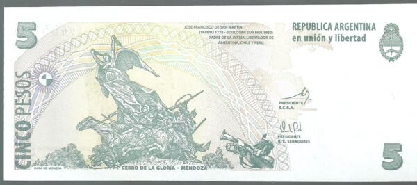 ARGENTINA CONVERTIBLE CURSO LEGAL 5 PESOS BOT 3330 UNC - Image 2