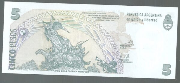 ARGENTINA CONVERTIBLE CURSO LEGAL 5 PESOS BOT 3332 UNC - Imagen 2