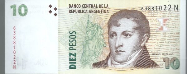 ARGENTINA CONVERTIBLE CURSO LEGAL 10 PESOS BOT 3441 UNC