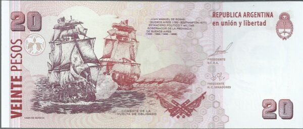 ARGENTINA CONVERTIBLE CURSO LEGAL 20 PESOS BOT 3507 UNC - Imagen 2