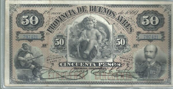 ARGENTINA 50 PESOS BUENOS AIRES 1877-83 BA 137
