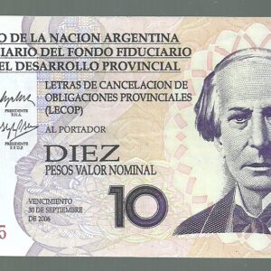 ARGENTINA BONO LECOP 10 PESOS REPOSICION COL 205 R XF