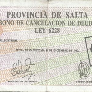 ARGENTINA BONO SALTA 0.50 AUSTRALES COL 007 VF-