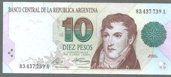 ARGENTINA 10 PESOS ROSETA BOT 3038 UNC 1993