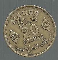 MARRUECOS 20 FRANCS 1371 Y50