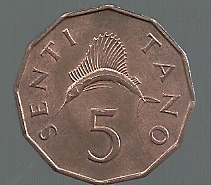 TANZANIA 5 SENTI 1976 KM 1