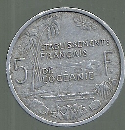 FRENCH OCEANIA 5 FRANCS 1952 KM 4
