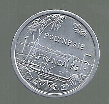 POLINESIA 1 FRANCS 1965 KM 2