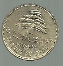LIBANO 25 PIASTRAS 1970 KM 27.1