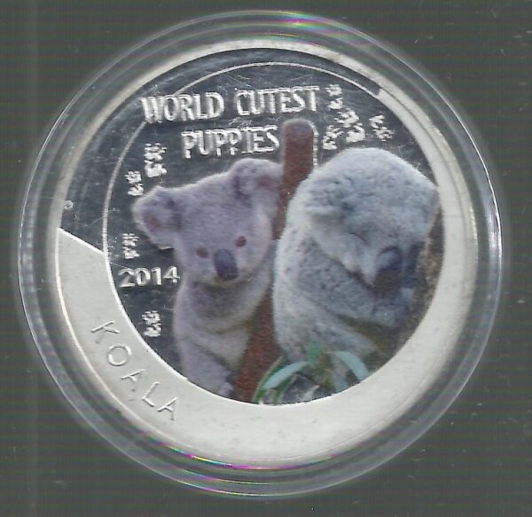 NIUE ISLAND 1 DOLAR 2014 WORLD CUTEST PUPPIES KOALA