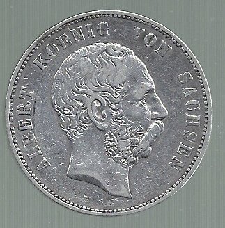 ALEMANIA SAXONY FUNF MAR 1876 CECA DRESDEN KM 1237 - Imagen 2