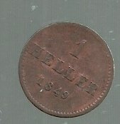ALEMANIA FRANCFORT 1 HELLER 1849