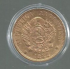 ARGENTINA 5 PESOS UN ARGENTINO 1885