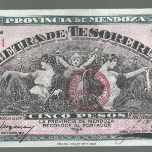 ARGENTINA LETRA DE TESORERIA 5 PESOS MENDOZA 1914