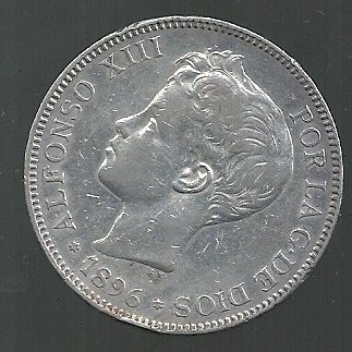 ESPAÑA 5 PESETAS 1896 18-96