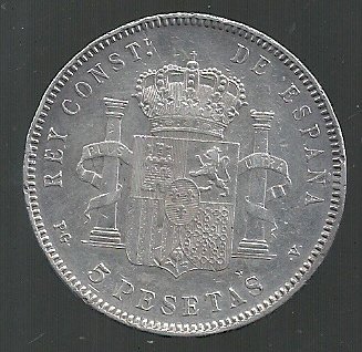 ESPAÑA 5 PESETAS 1896 18-96 - Imagen 2