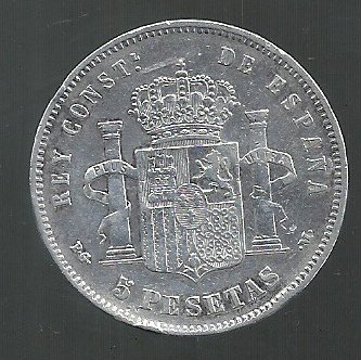 ESPAÑA 5 PESETAS 1891 18-91 - Imagen 2