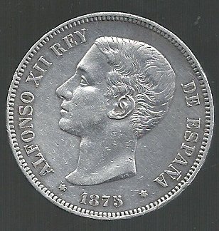 ESPAÑA 5 PESETAS 1875 18-75