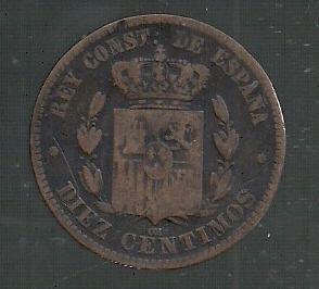 ESPAÑA 10 CENTIMO CECA BARCELONA 1878