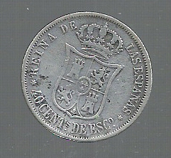ESPAÑA 40 CENTAVOS MADRID 1866