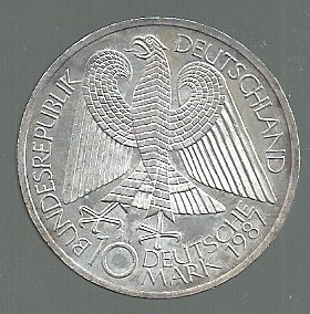 ALEMANIA 10 MARK 1987 J PLATA - Imagen 2