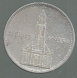 ALEMANIA 5 REICHSMARK 1934 E PLATA