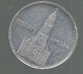 ALEMANIA 5 REICHSMARK 1934 D PLATA