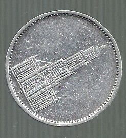 ALEMANIA 5 REICHSMARK 1934 F PLATA