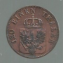 ALEMANIA PRUSIA 3 PFENNINGE 1/120 THALER 1852 A - Imagen 2