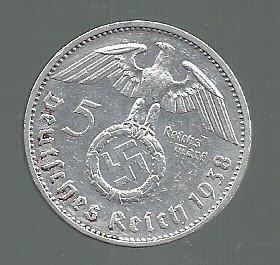 ALEMANIA 5 REICHSMARK 1938 E