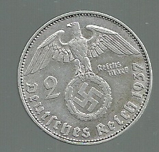 ALEMANIA 2 REICHSMARK 1937 D