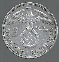 ALEMANIA 2 REICHSMARK 1938 D