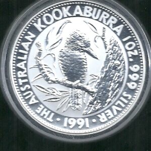 ONZA 5 DOLARES PLATA 999 AUSTRALIA KOOKABURRA 1991