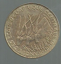 AFRICA CENTRAL 10 FRANCS 1996 KM 9
